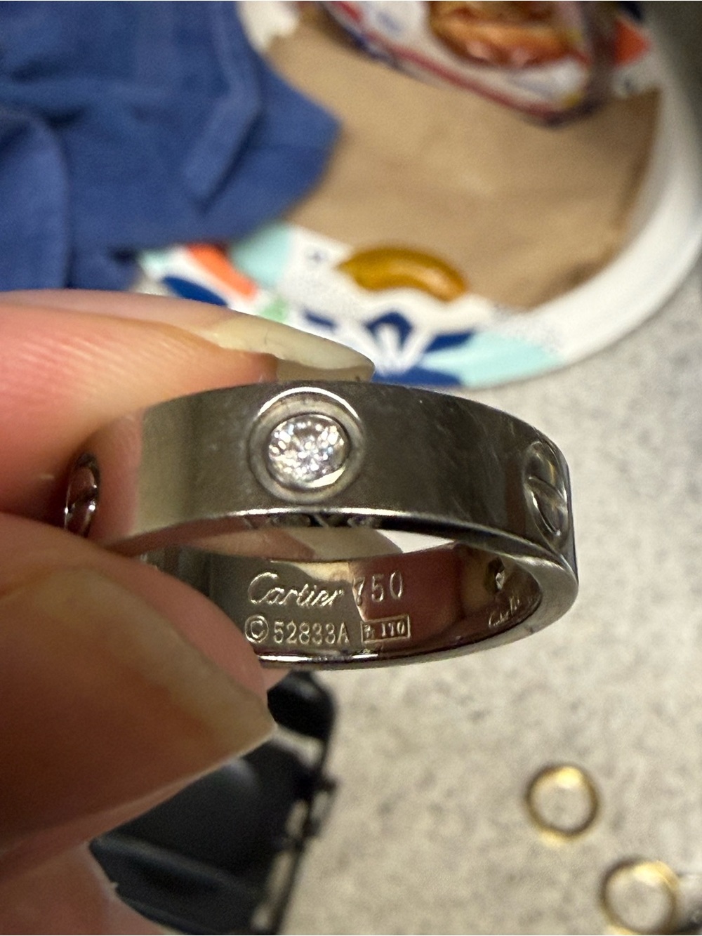 Cartier Platinum-Tone Men’s Band with Diamond Accent